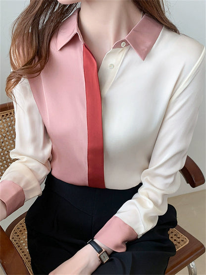 Importé - Chemisier Femme  Manches Longues Tendance En Mousseline De Soie