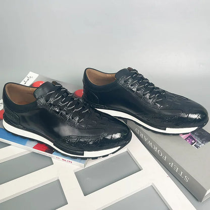 Chaussures Casual Homme en Cuir Véritable à Lacets Détail Métal