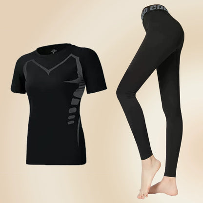 Importé - Ensemble Fitness Sport Femme Leggings Shirt TShirt