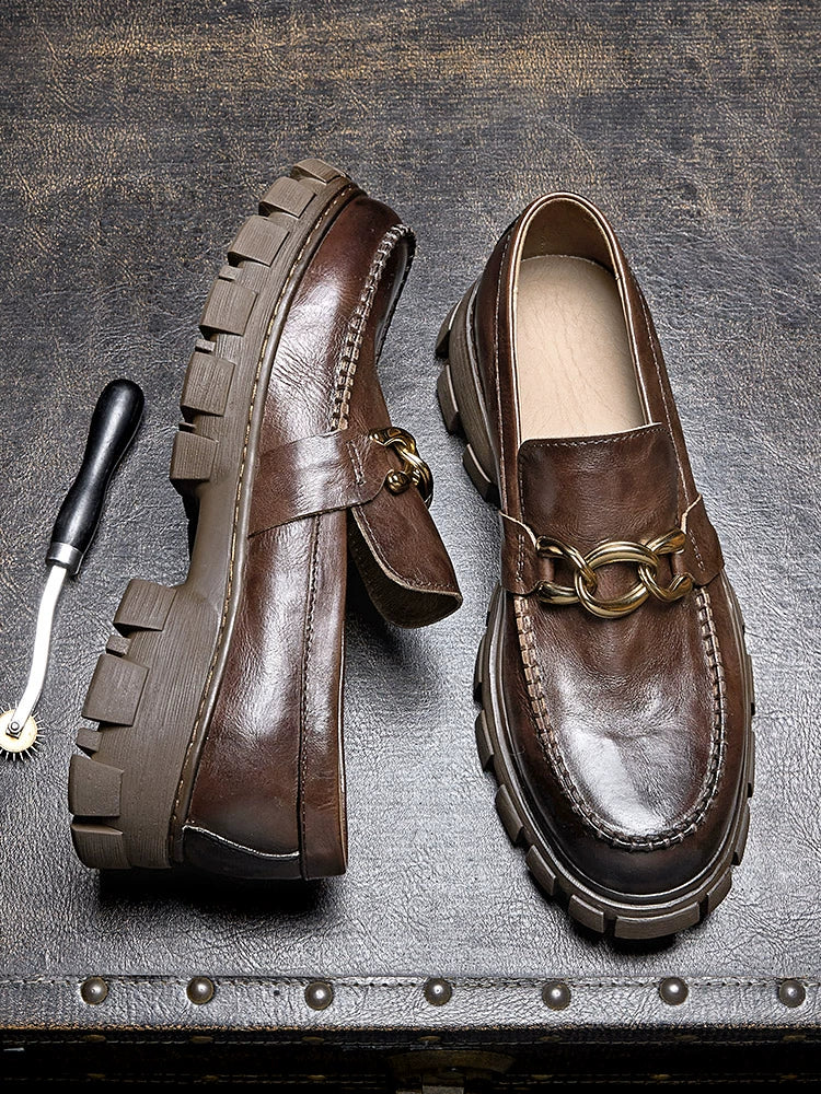 Importé - Chaussure Homme Mocassin Rétro Britanniques En Cuir Véritable