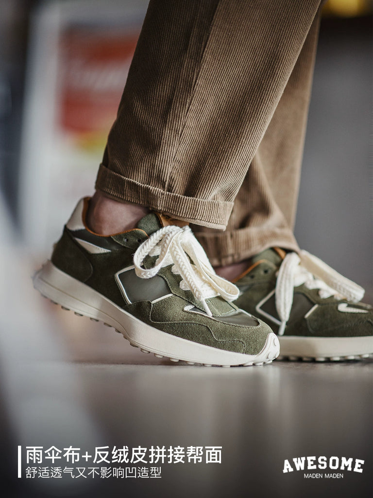 Importé - Chaussure Sneakers Sport Mixte Rétro Cuir Daim