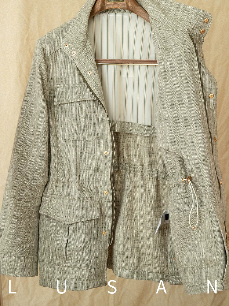 Importé - Blazer Veste Homme Sur-Chemise En Coton Lin