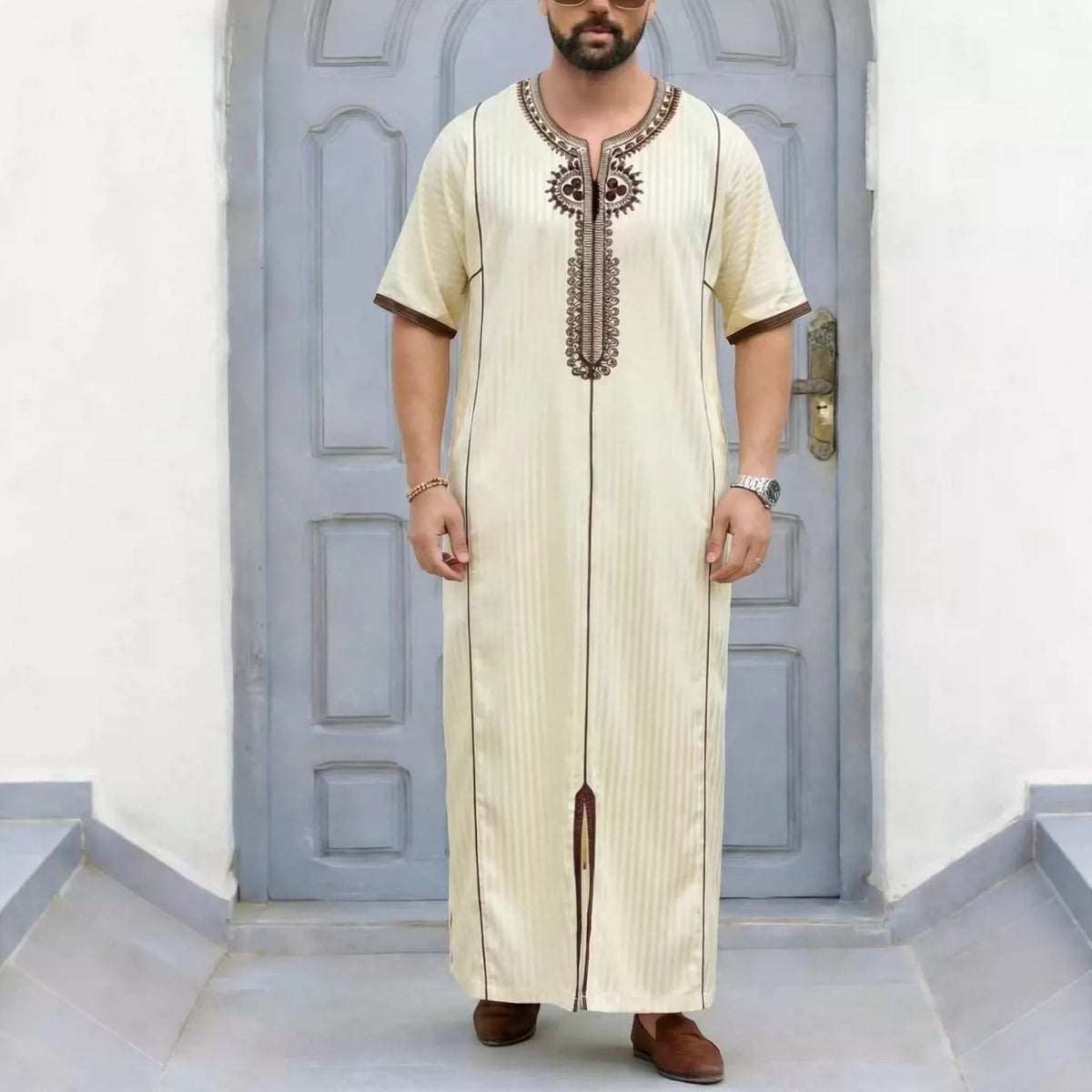 Importé - Boubou Homme Marocain broder Décontracté