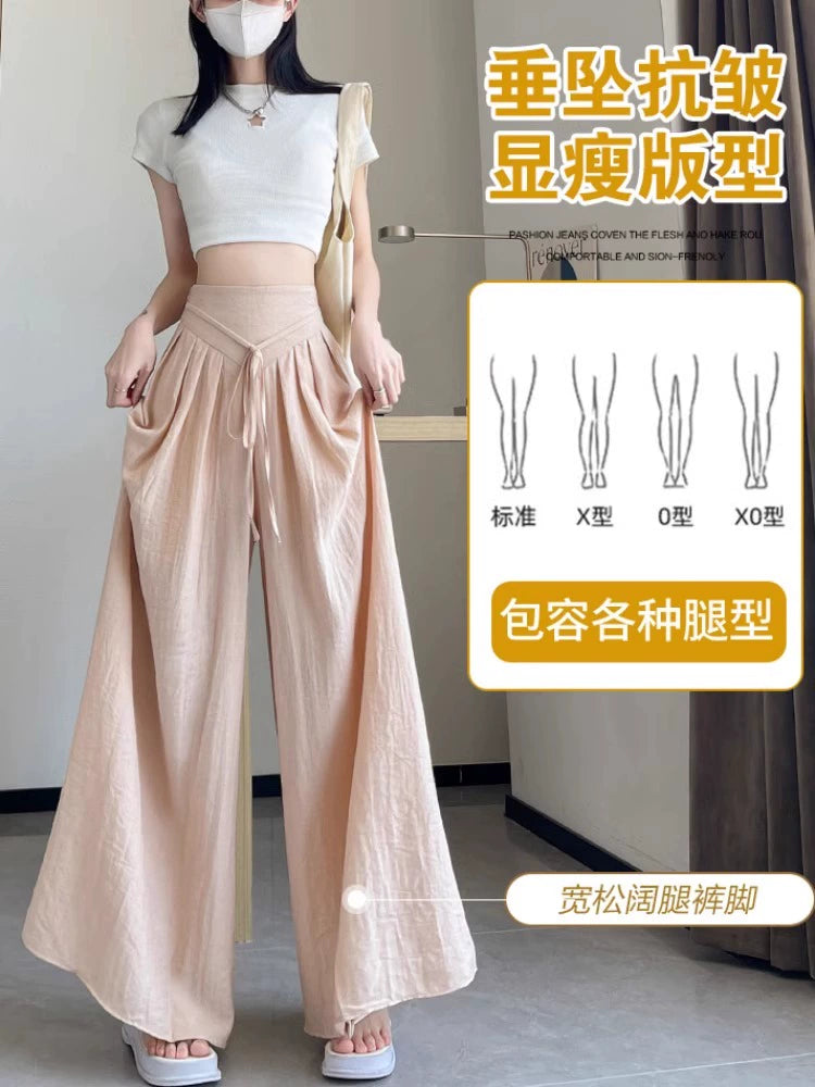 Importé - Pantalon Femme Coton Taille Haute Décontracté