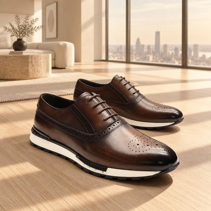 Chaussures Homme en Cuir de Vachette Business Casual à Lacets Semelle Caoutchouc