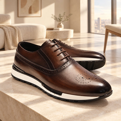 Chaussures Homme en Cuir de Vachette Business Casual à Lacets Semelle Caoutchouc