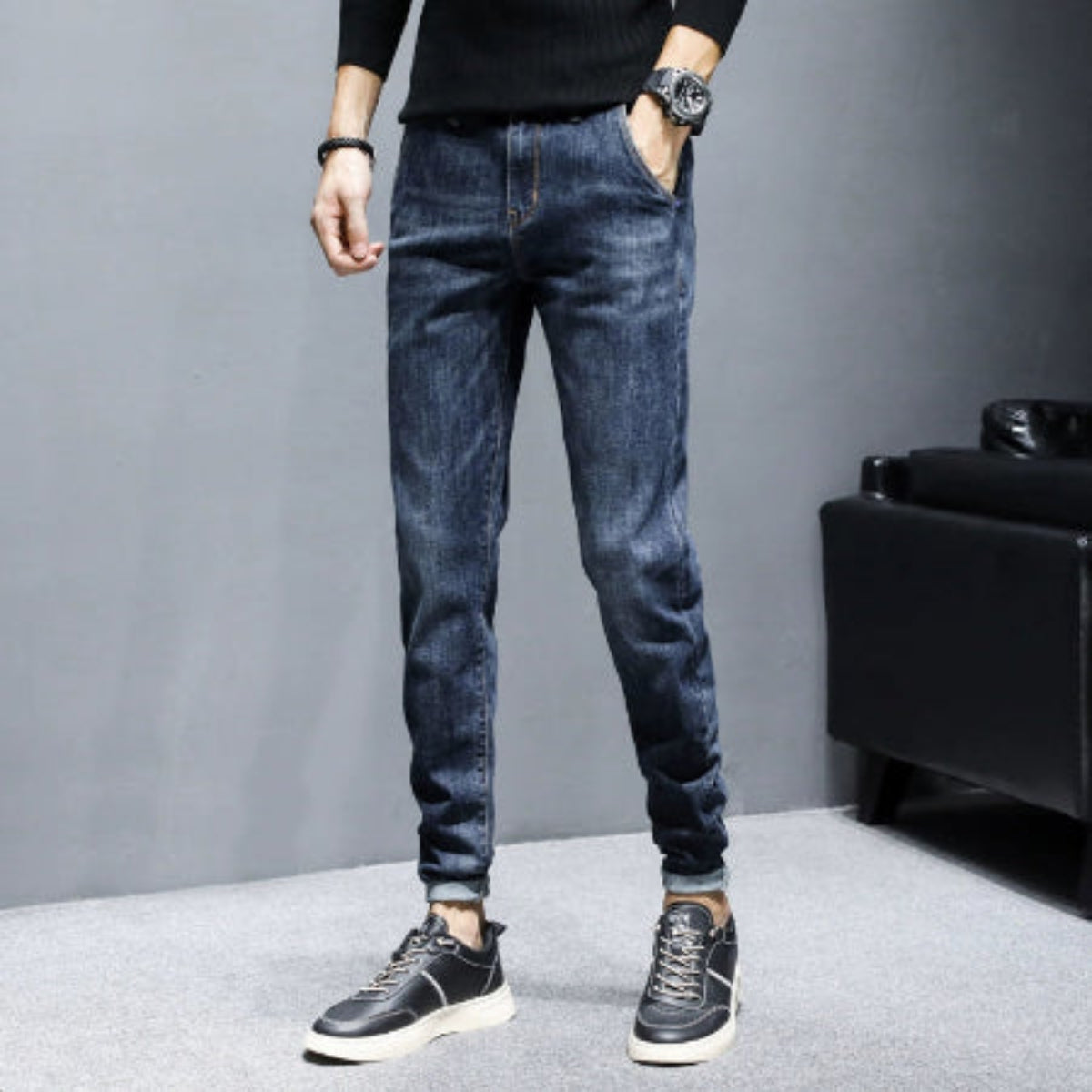 Importé - Pantalon Slim Jean Homme Stretch Décontracté Tendance
