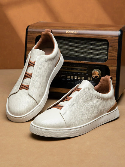 Importé - Chaussure Homme Sport Mocassins  En Cuir Véritable Sans Lacets