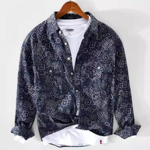 Importé - Chemise Homme Pur Coton Imprimé Manches Longues