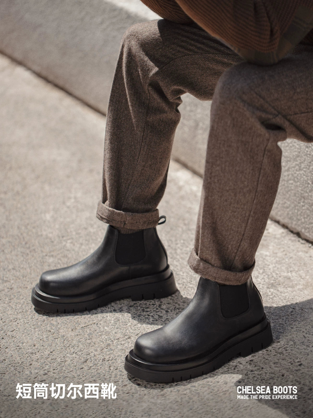 Importé - Chaussure Homme Bottes Chelsea Cuir Rétro