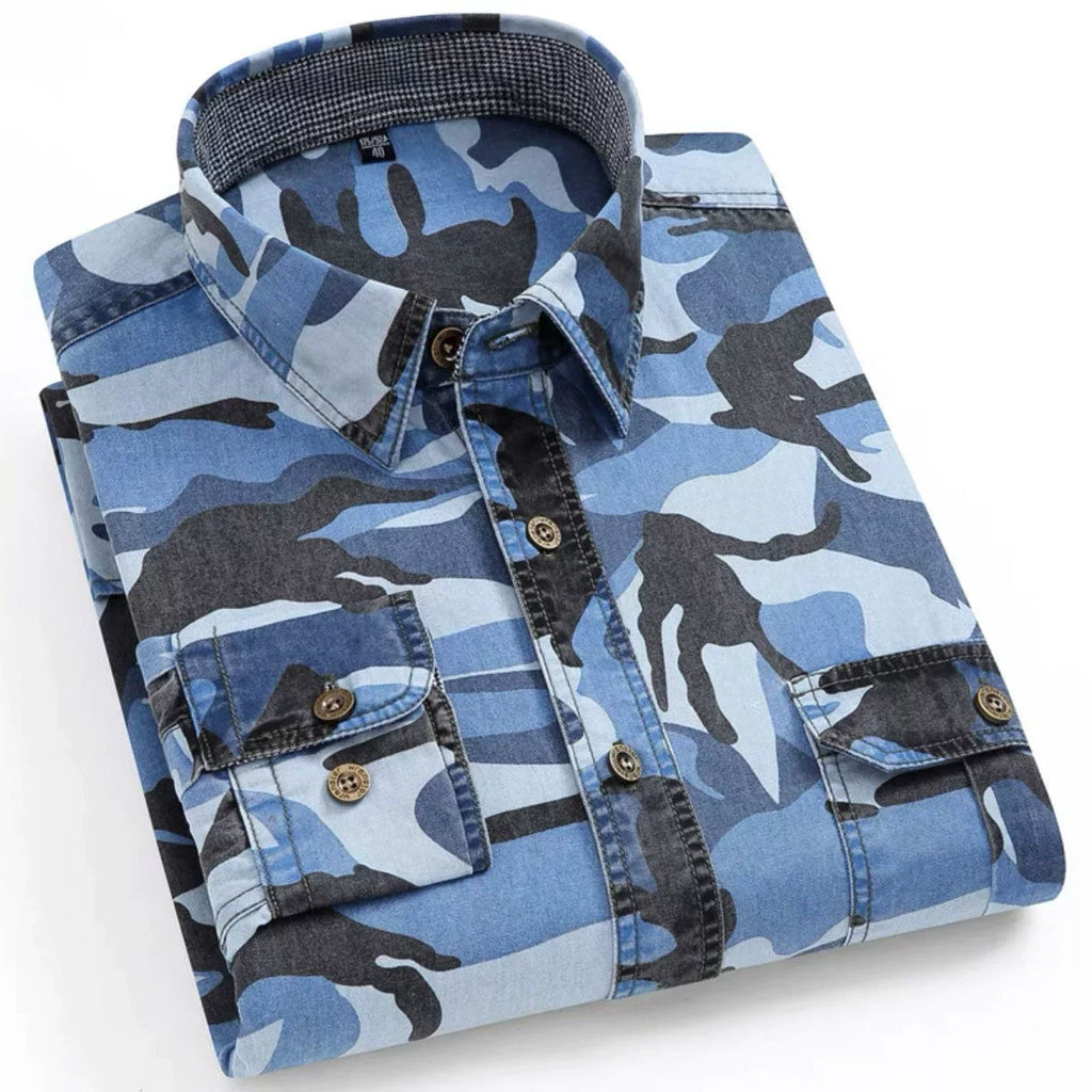 Importé - Chemise Homme Camouflage A Manches Longues En Coton