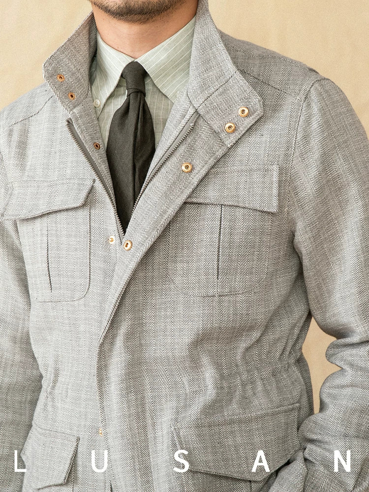 Importé - Blazer Veste Homme Sur-Chemise En Coton Lin