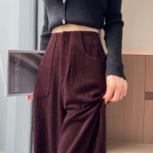 Importé - Pantalon Velours Femme Taille Haute