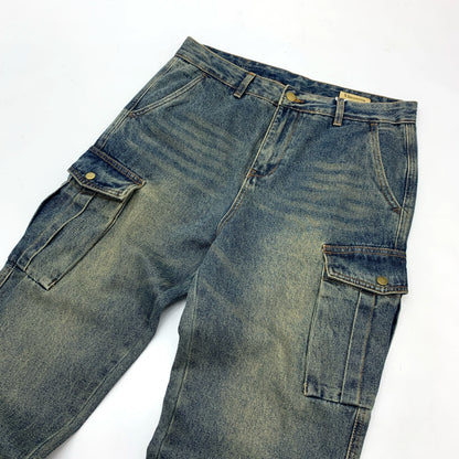 Importé - Pantalon Jean cargo Américain Homme Délavé