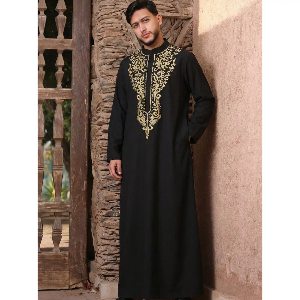 Importé - Boubou Homme Brodé Emirats Manche Longue