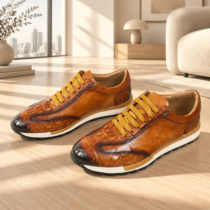 Chaussures Casual Homme en Cuir Véritable à Lacets Détail Métal