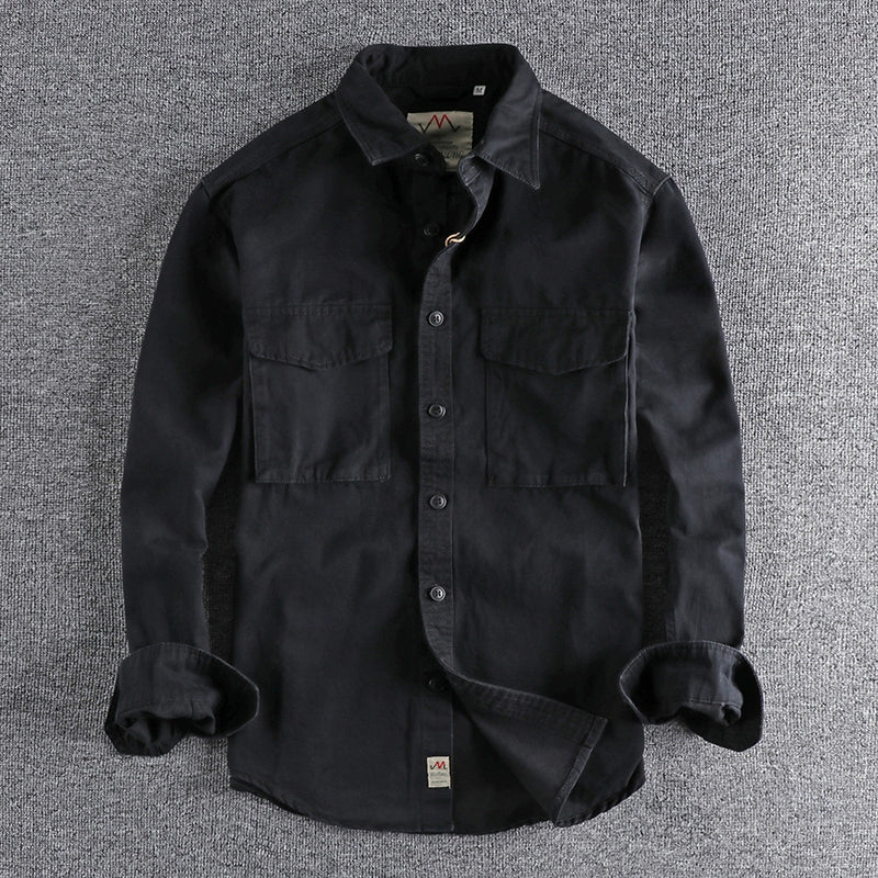 Importé - Chemise Homme Rétro Délavée Tendance Manches Longues