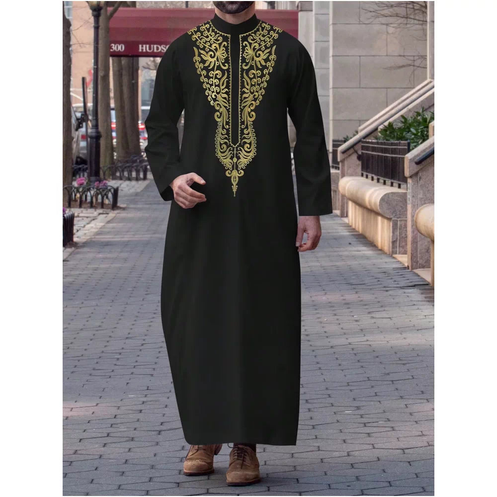 Importé - Boubou Homme Brodé Emirats Manche Longue
