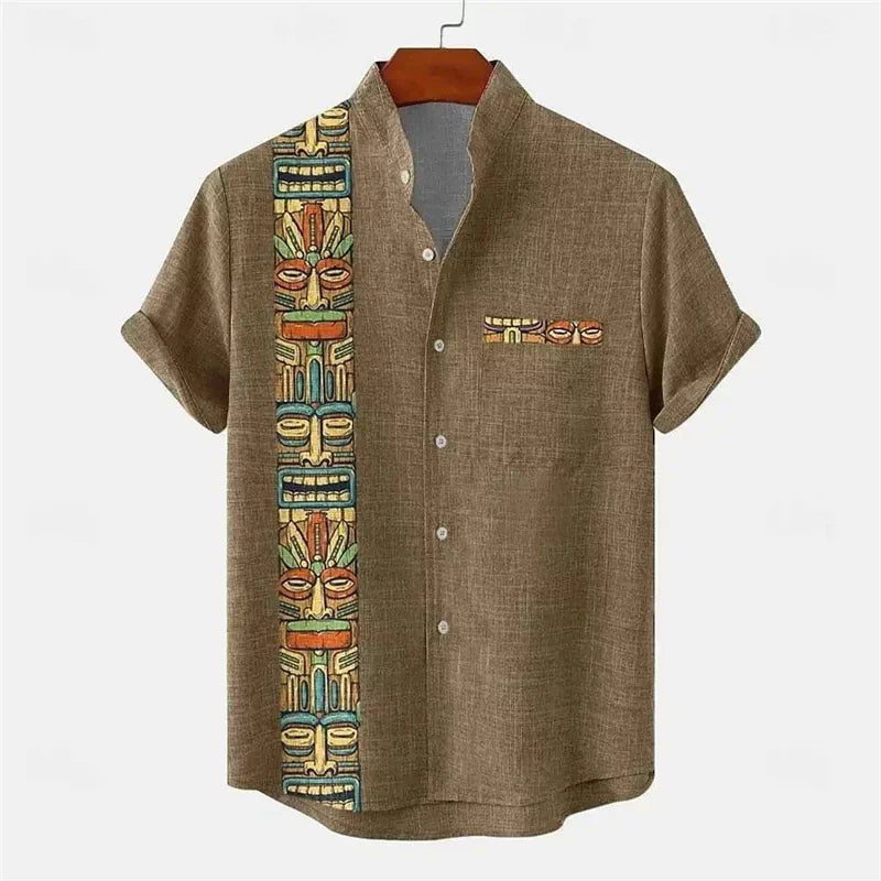 Importé - Chemise Homme Coton Lin Décontracté Manche Courte