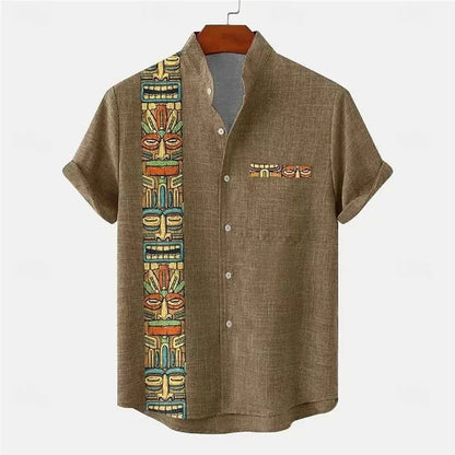 Importé - Chemise Homme Coton Lin Décontracté Manche Courte
