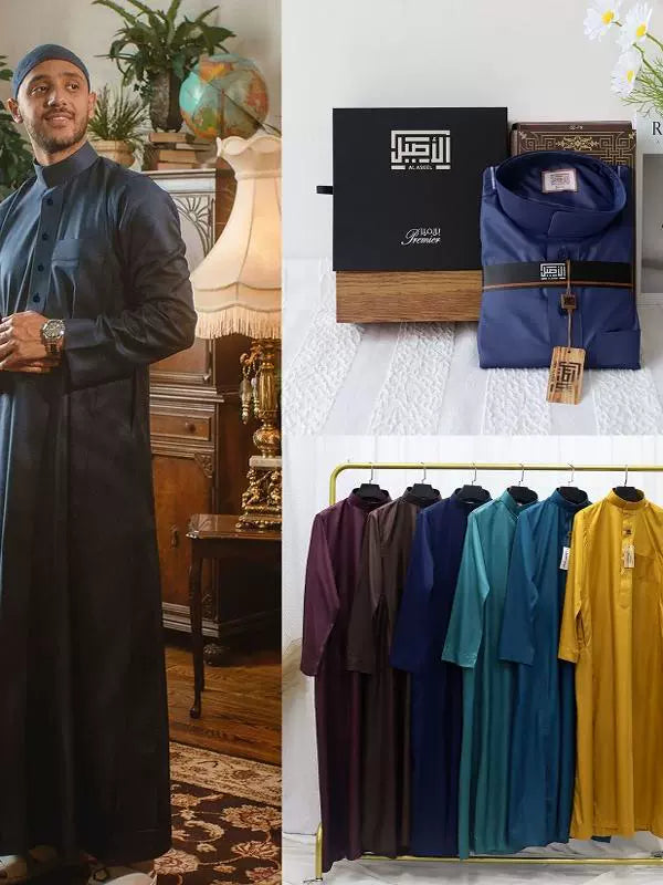 Importé - Boubou Homme Qamis Saoudien Décontracté Manches Longues