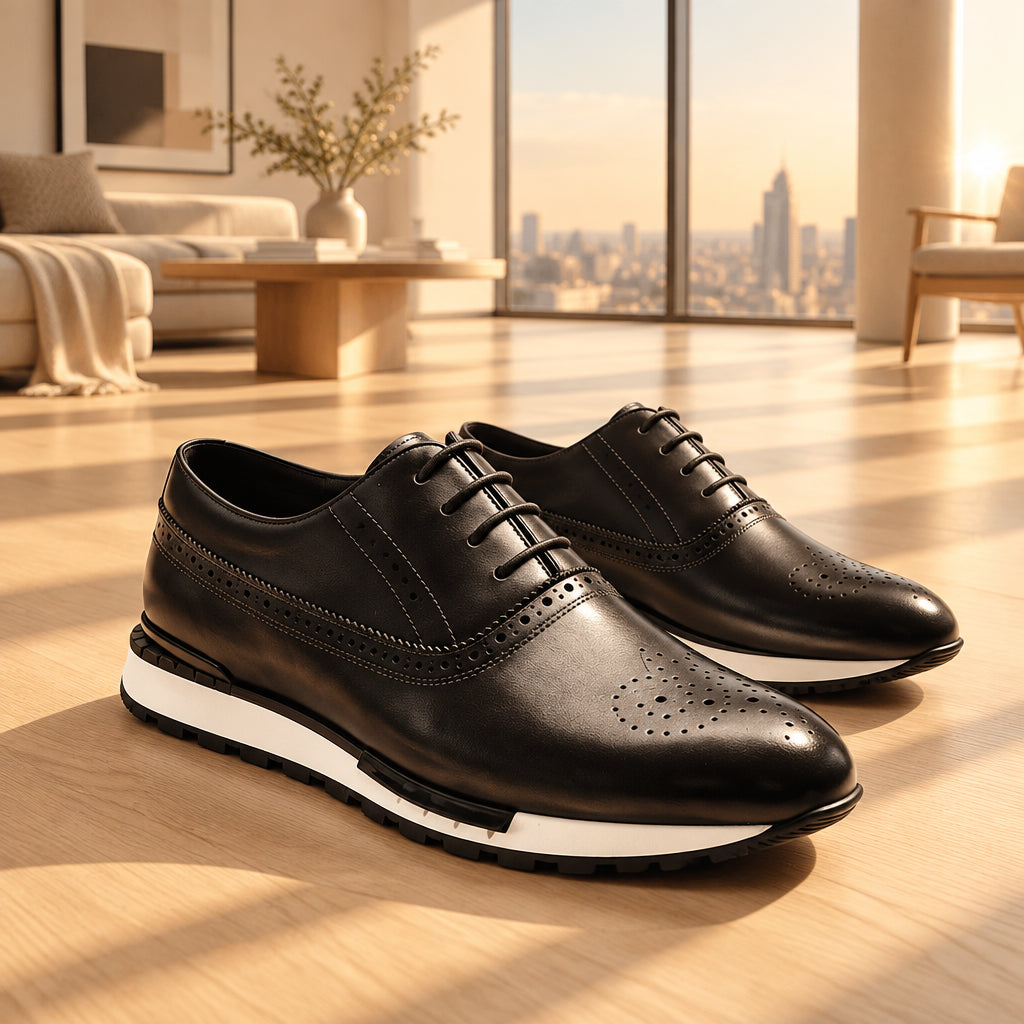 Chaussures Homme en Cuir de Vachette Business Casual à Lacets Semelle Caoutchouc