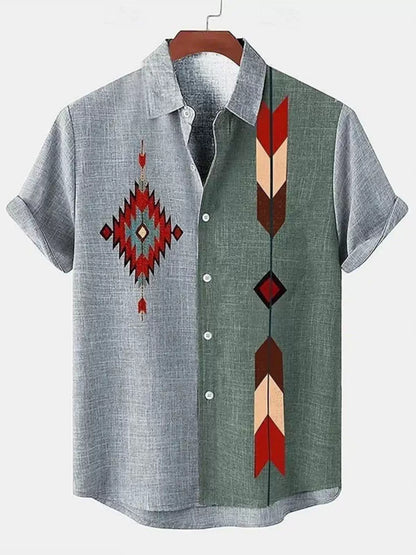 Importé - Chemise Homme Coton Lin Décontracté Manche Courte
