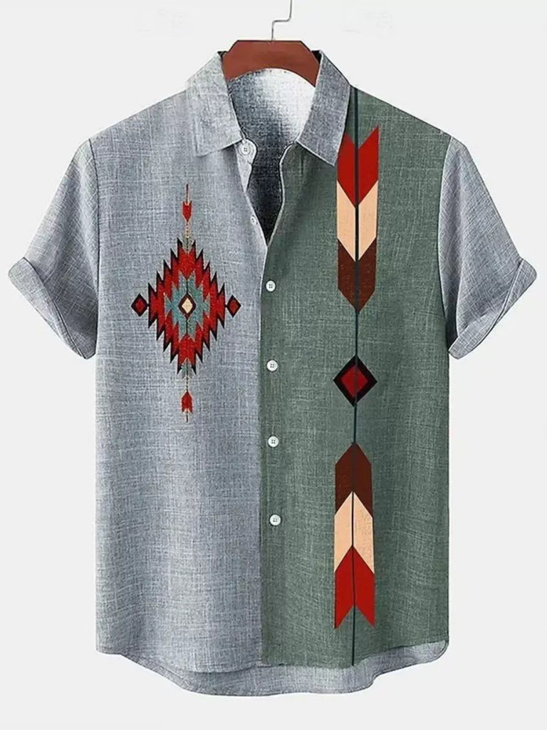 Importé - Chemise Coton Lin Homme Décontracté Manches Courtes