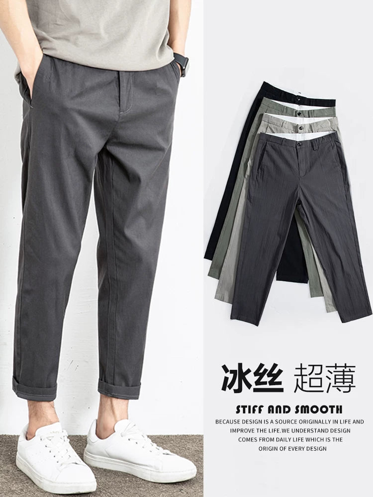 Importé - Pantalon Pur Coton Coupe Slim Homme Décontracté