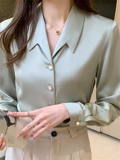 Importé - Chemisier Femme  Manches Longues En Satin