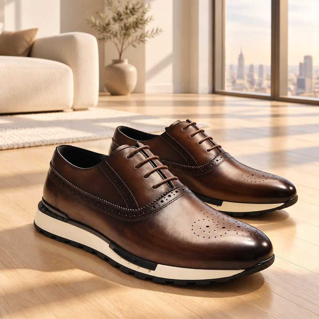 Chaussures Homme en Cuir de Vachette Business Casual à Lacets Semelle Caoutchouc
