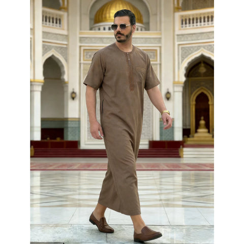 Importé - Boubou Homme Brodé Emirats Manche Courte