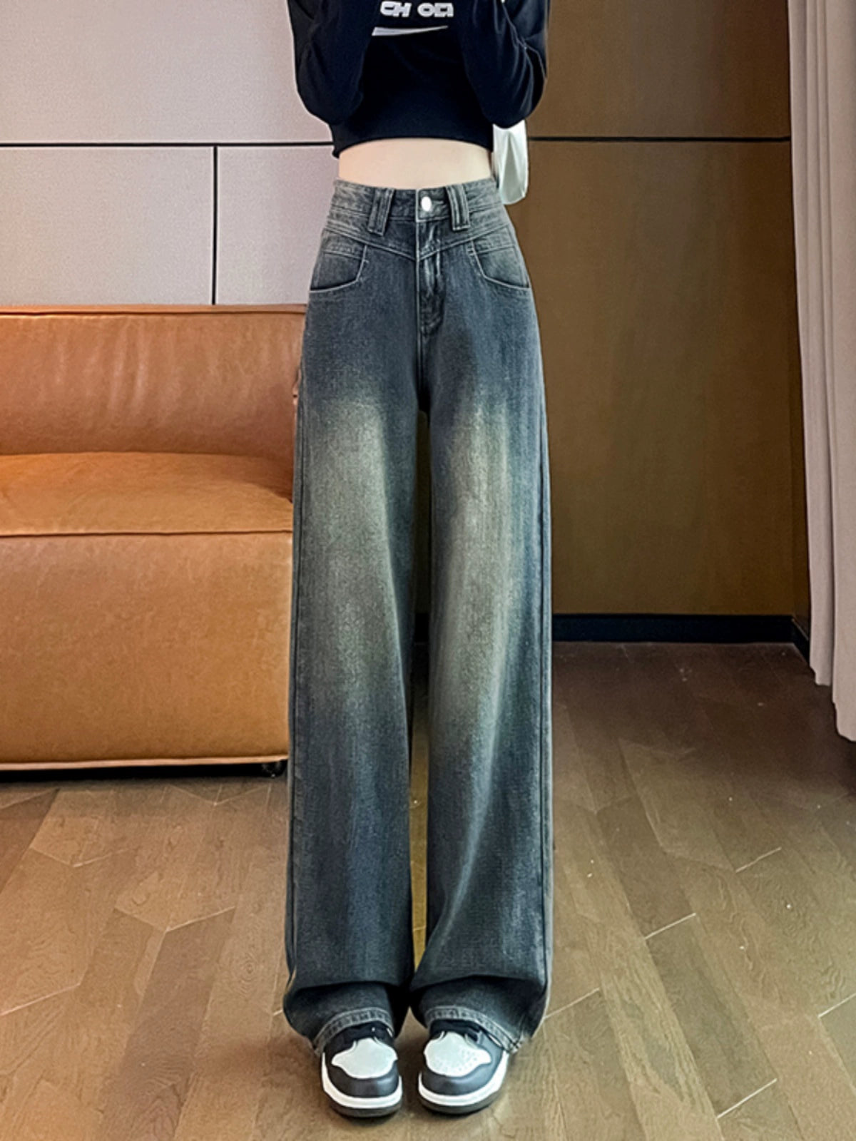Importé - Pantalon Rétro Femme Taille Haute En Jean