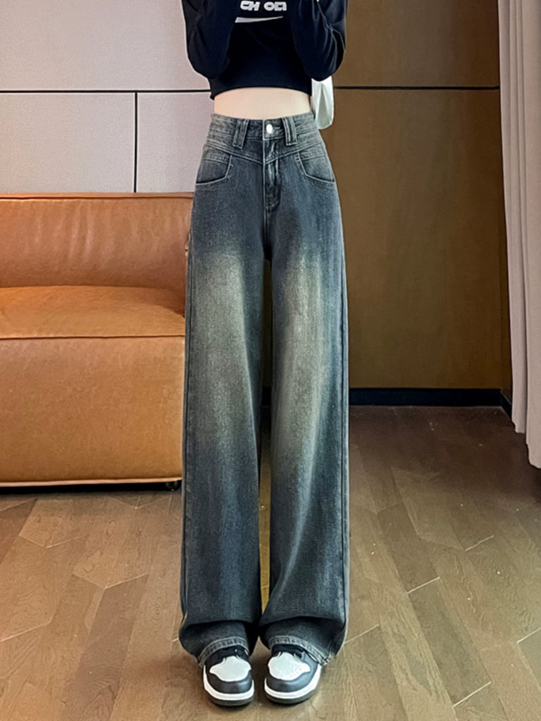 Importé - Pantalon Rétro Femme Taille Haute En Jean