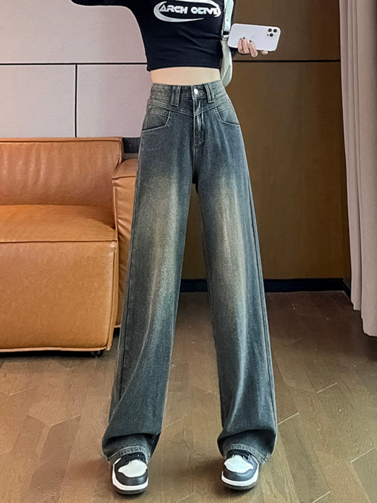 Importé - Pantalon Rétro Femme Taille Haute En Jean