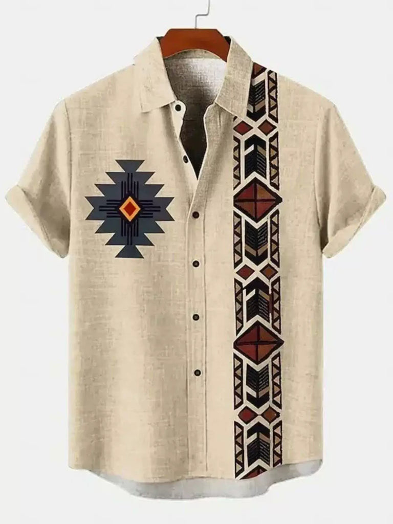 Importé - Chemise Coton Lin Homme Décontracté Manches Courtes