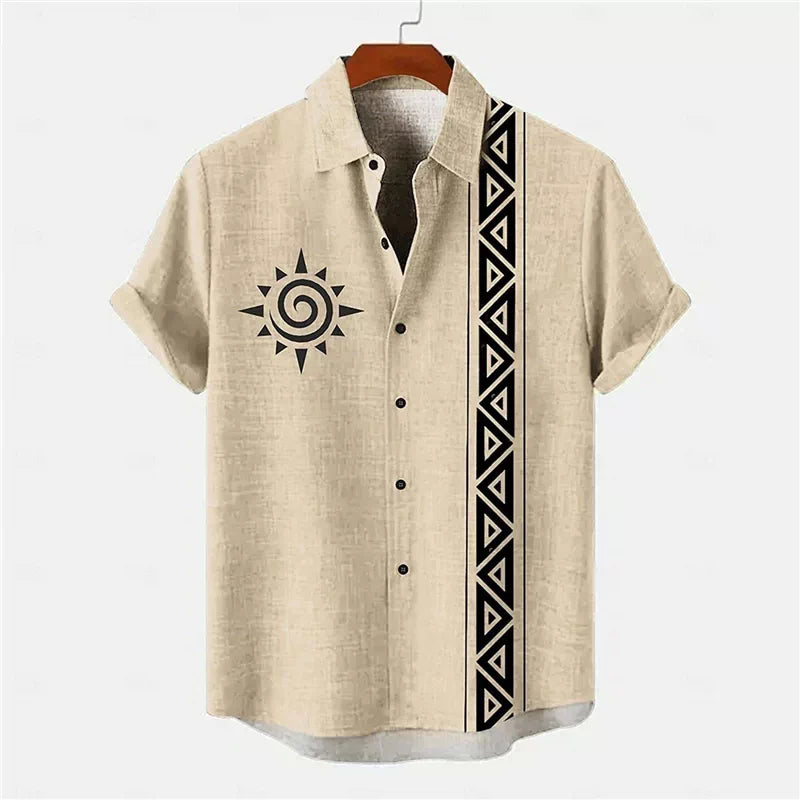 Importé - Chemise Homme Coton Lin Décontracté Manche Courte