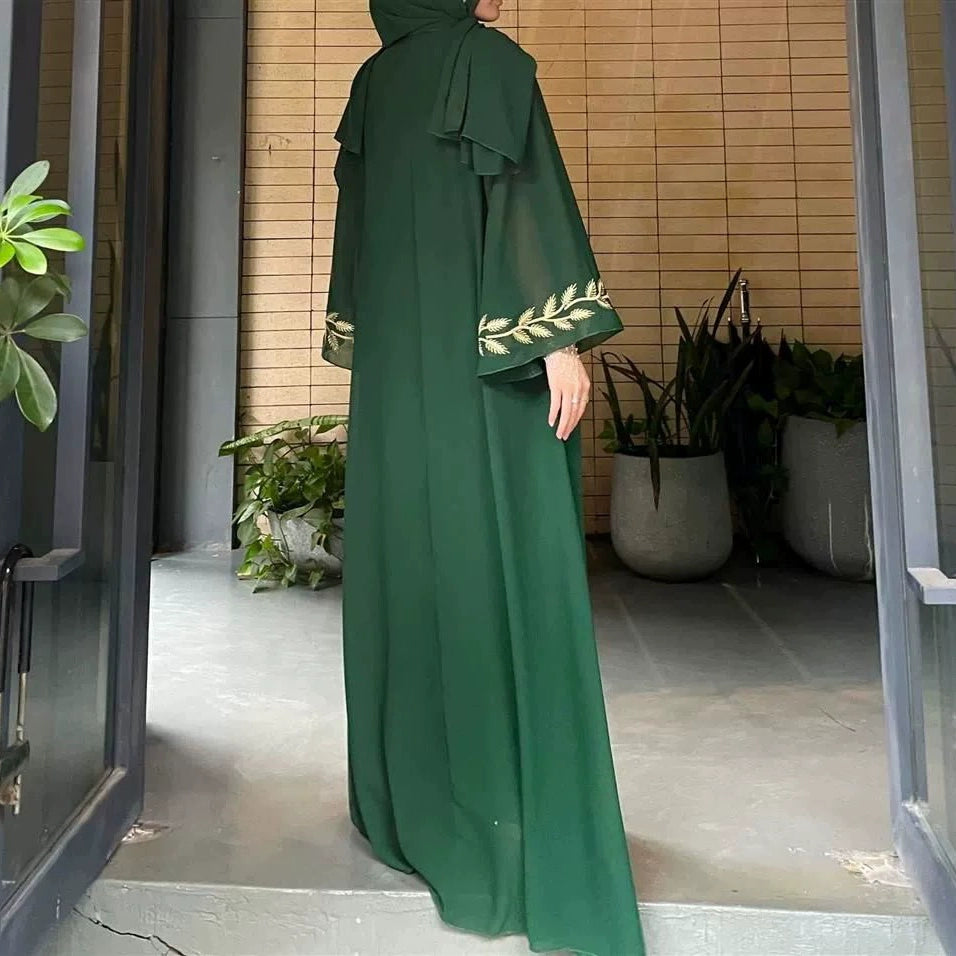 Importé -  Boubou Ample Femme Brodé En Mousseline De Soie