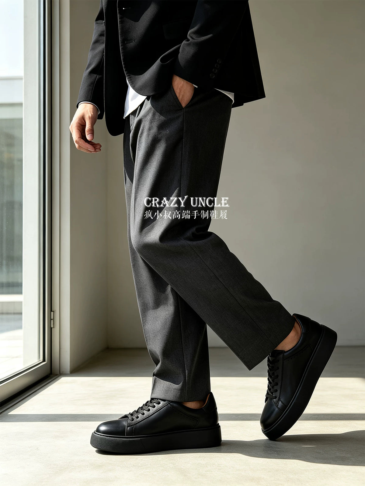 Baskets Plateforme Homme en Cuir Véritable Semelle Épaisse Style Casual