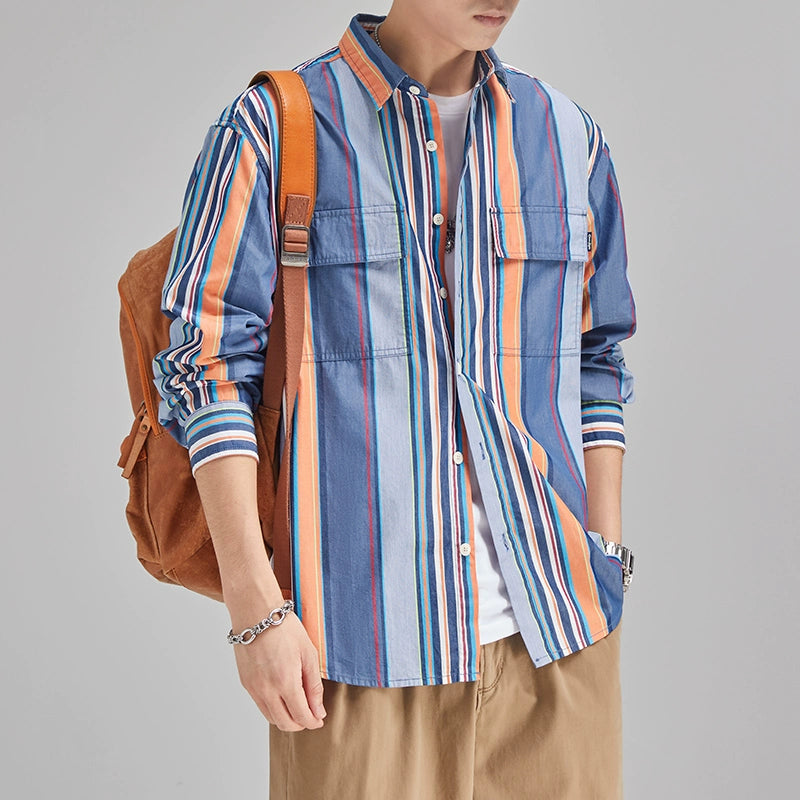 Importé - Chemise Ample Homme Tendance Manches Longues