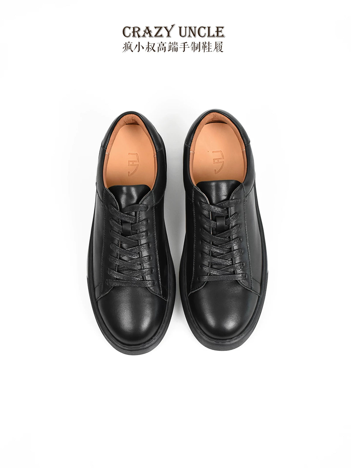 Baskets Plateforme Homme en Cuir Véritable Semelle Épaisse Style Casual