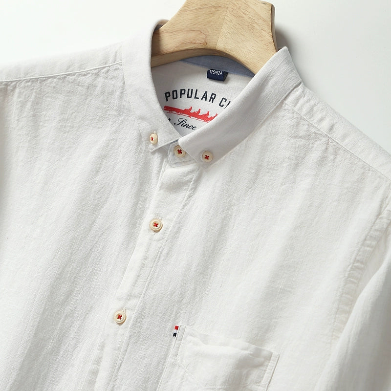 Importé - Chemise Homme 100% Coton Lin Manches Longues