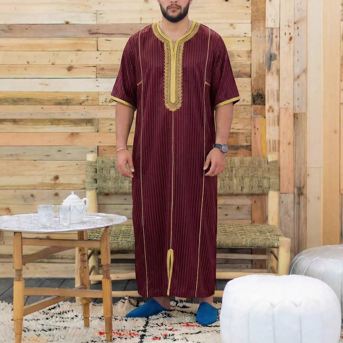 Importé - Boubou Homme Marocain broder Décontracté