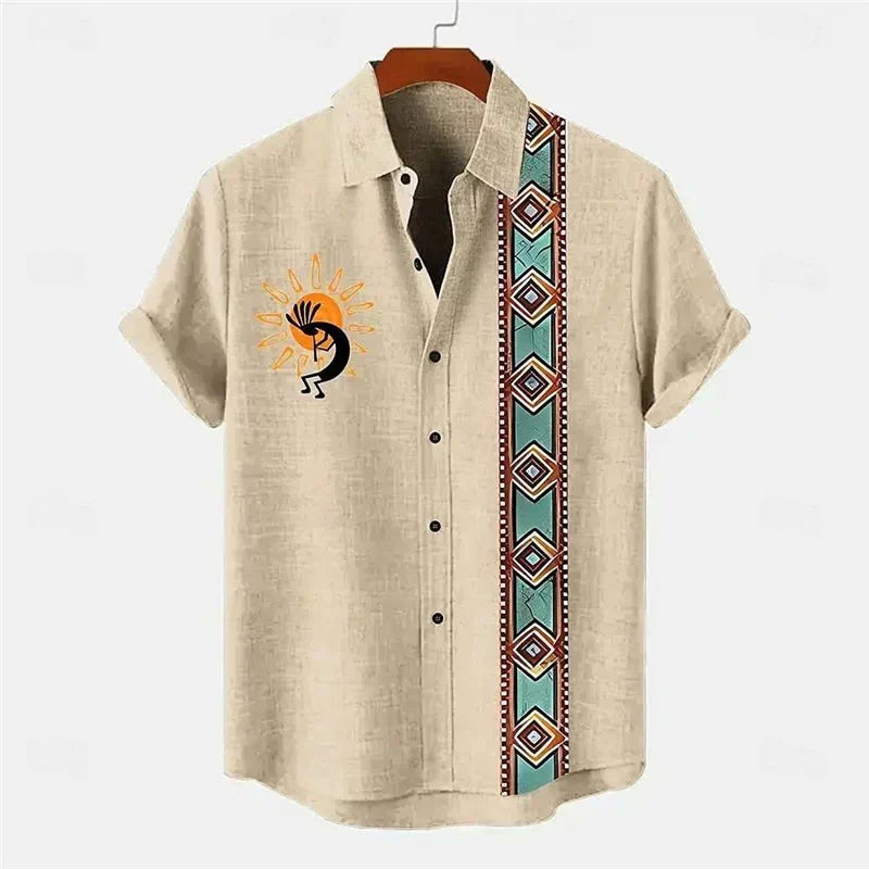 Importé - Chemise Homme Coton Lin Décontracté Manche Courte