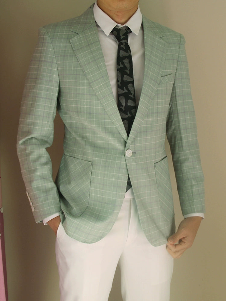 Importé - Blazer Veste Homme Décontracté A Carreaux Tendance