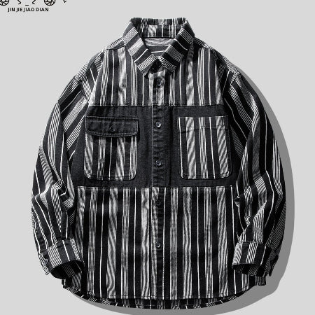 Importé - Chemise Coton Rayures Homme Manches Longues