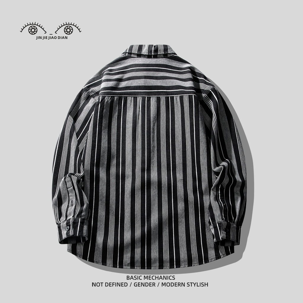 Importé - Chemise Coton Rayures Homme Manches Longues