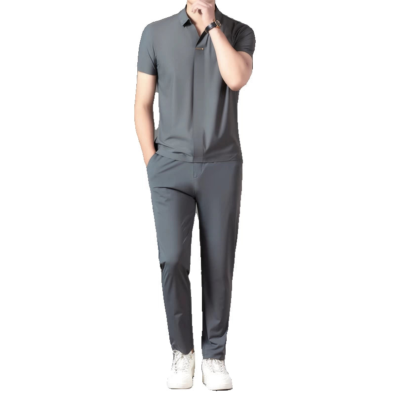 Importé - Ensemble Homme Slim Décontracté Soie Glacé