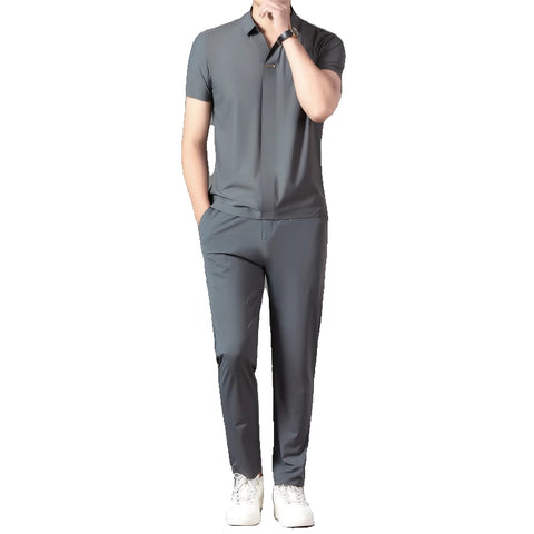 Importé - Ensemble Homme Slim Décontracté Soie Glacé