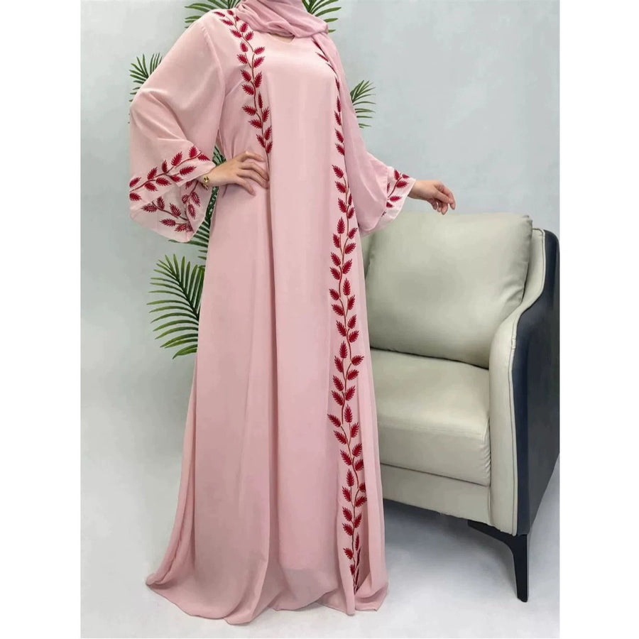 Importé -  Boubou Ample Femme Brodé En Mousseline De Soie